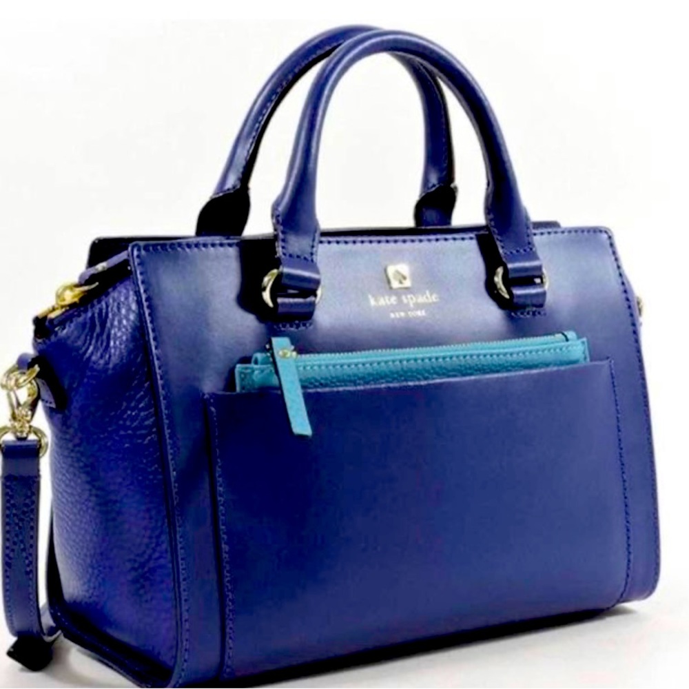 Discontinued Mini Bernadine Hadley Kate Spade Bag + Strap (Royal Blue/Turqouise)